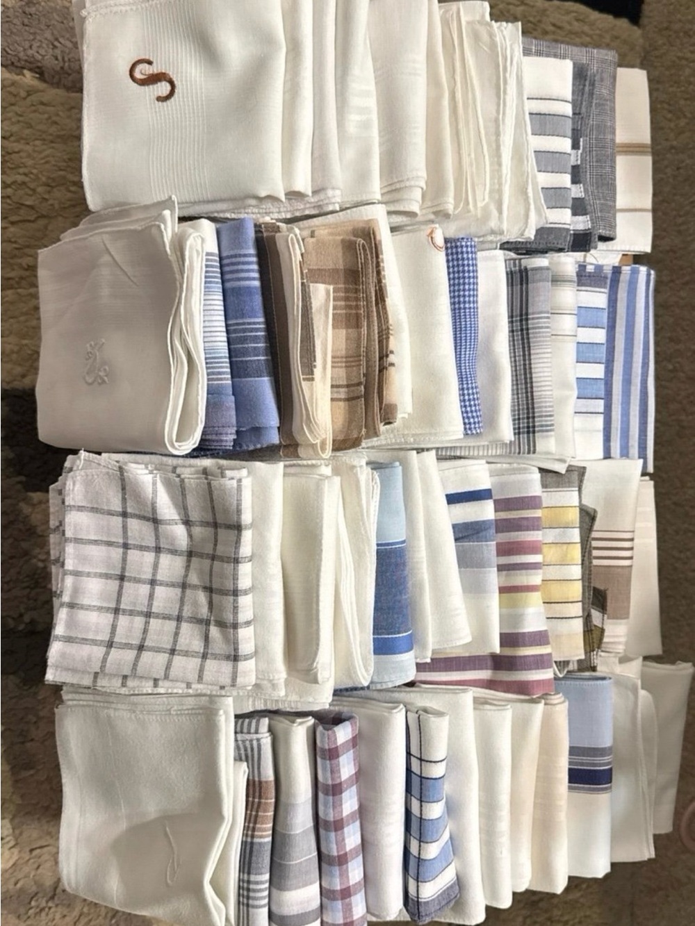 Classic Men's White & Blue Cotton Handkerchiefs - Multipack